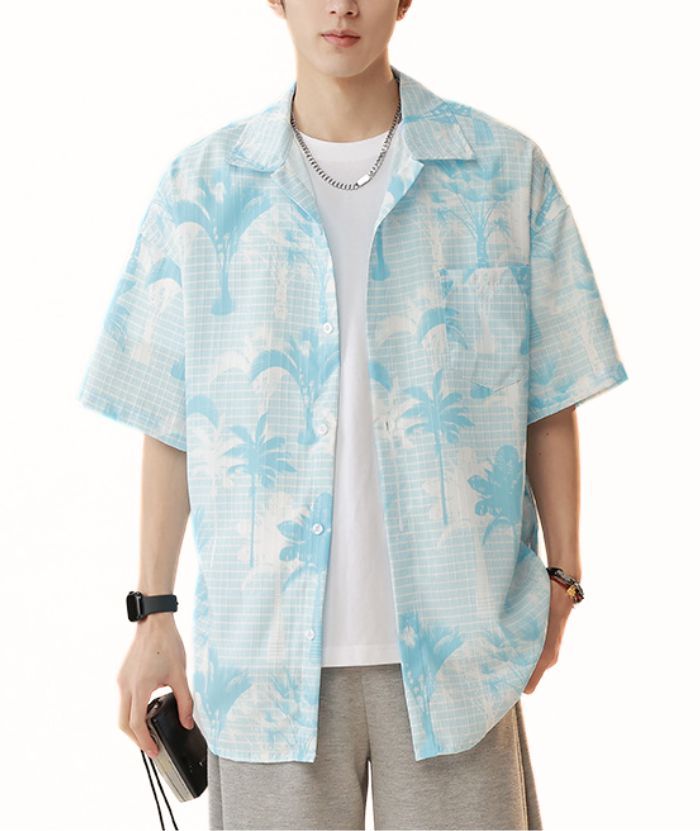 ZITY Men's Summer Casual Short Sleeve Printed Hawaiian Shirts