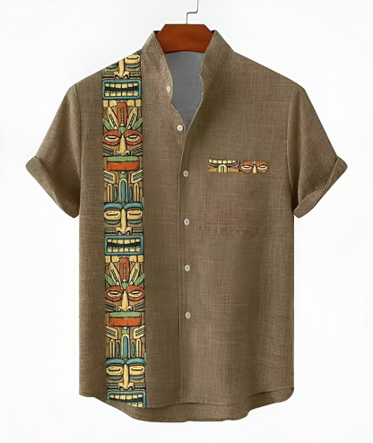 ZITY Men's Casual Summer Hawaiian Tribal Patterns Shirt