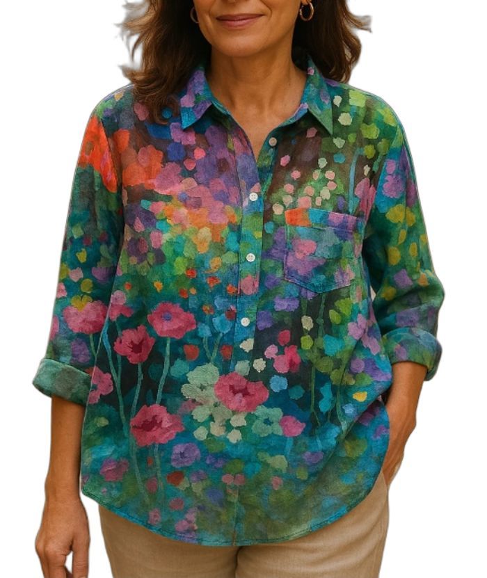 ZITY Women's Round Neck Summer Loose Printed Shirt
