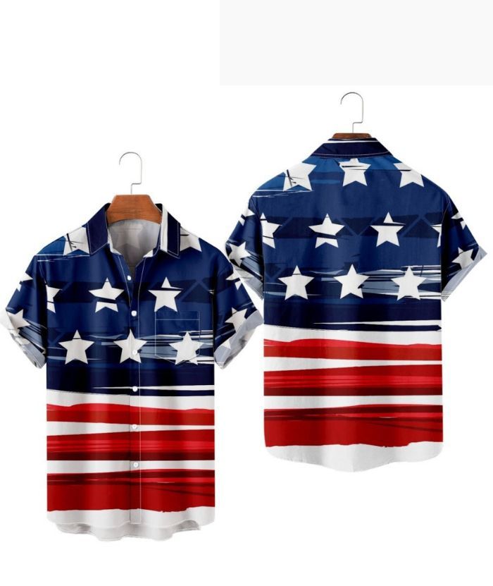 ZITY Men's American Flag 3D Digital Print Polo Shirt-DUMPO06242