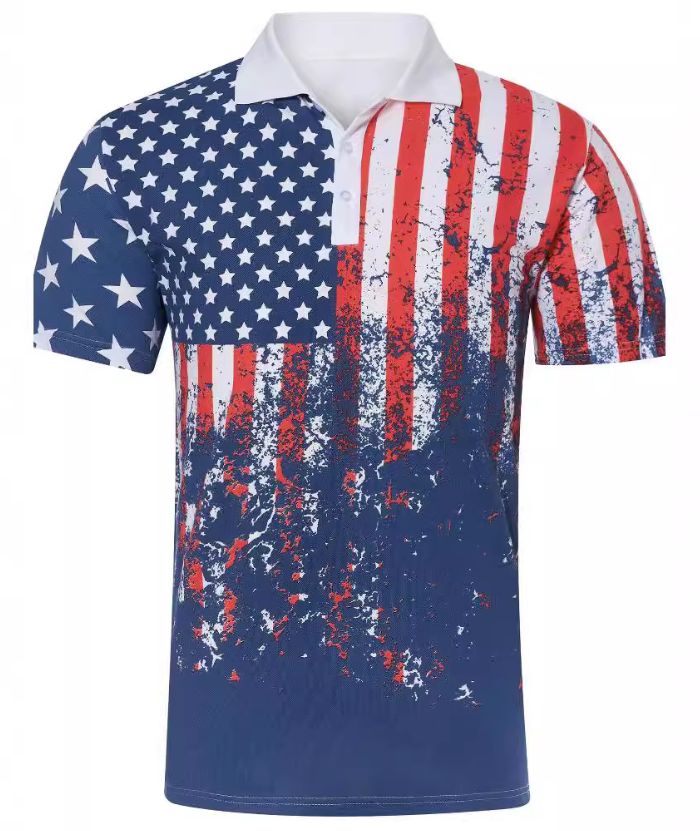 ZITY Men's Flag Printed Golf Polo Shirt-DUMPO06243