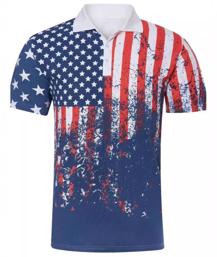 ZITY Men's Flag Printed Golf Polo Shirt-DUMPO06243