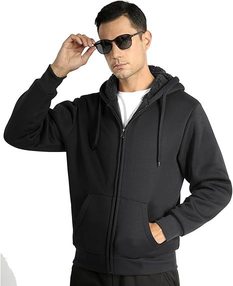 ZITY Men's Full Zip Up Heavyweight Fleece Hoodie-AHDL800010