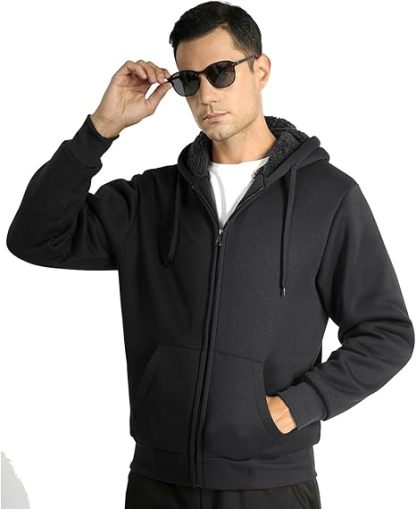 ZITY Men's Full Zip Up Heavyweight Fleece Hoodie-AHDL800010