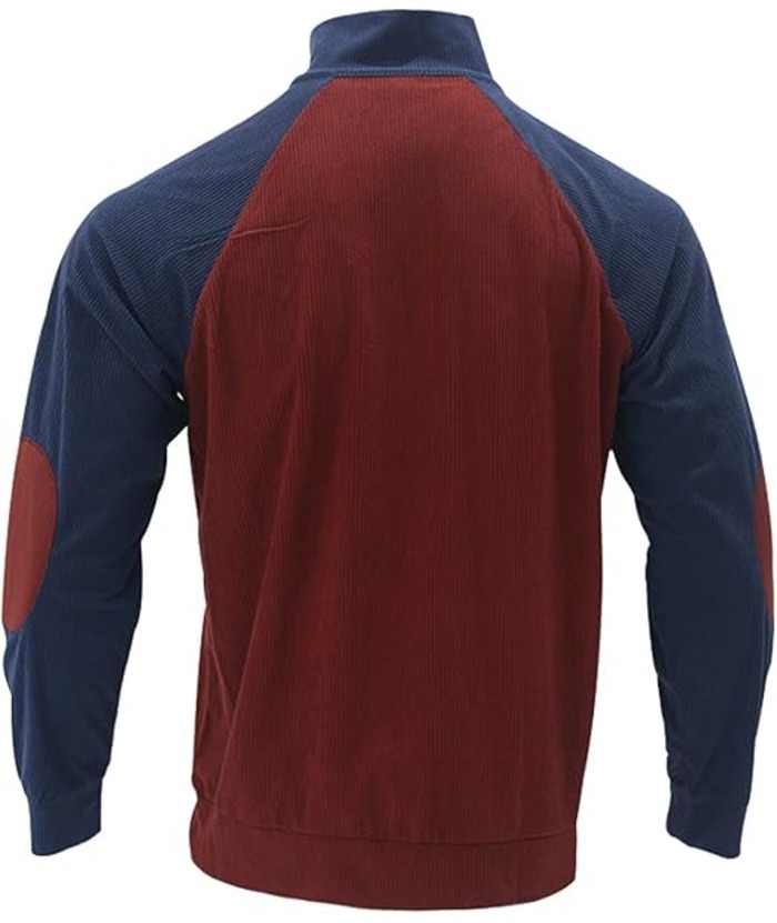 Men's Corduroy Stand Collar Pullover Sweatshirt-DUMFH04799 | Zitysports