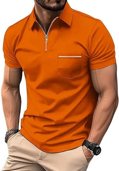ZITY Men's Quarter Zip Slim Fit Polo Shirt-ZPK008403