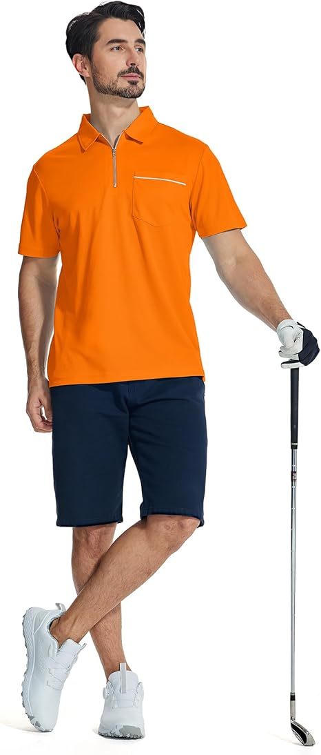 ZITY Men's Quarter Zip Slim Fit Polo Shirt-ZPK008403