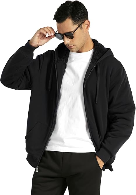ZITY Men's Full Zip Up Heavyweight Fleece Hoodie-AHDL800010