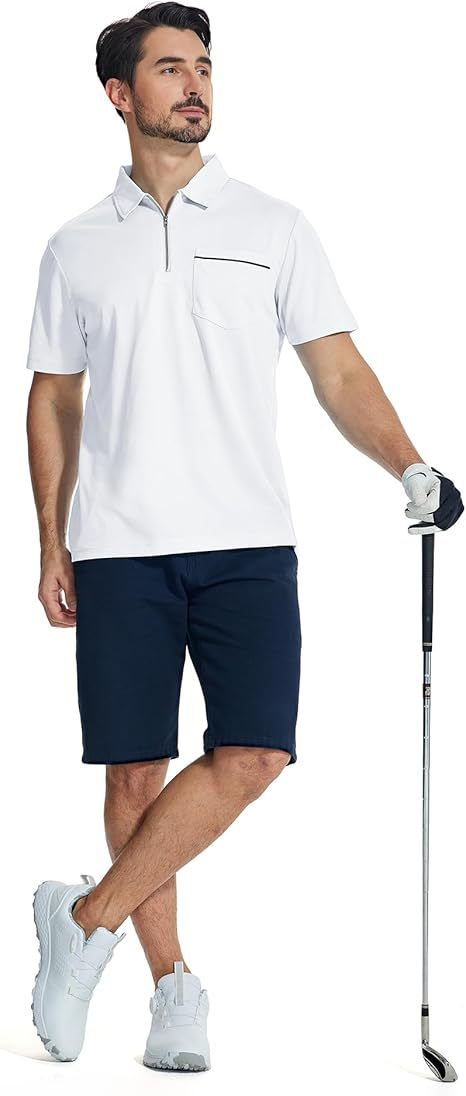 ZITY Men's Quarter Zip Slim Fit Polo Shirt-ZPK008403