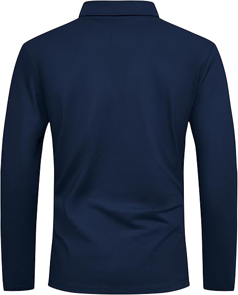 ZITY Men's Long Sleeve Moisture Wicking Casual Polo Shirt-CUMLP03511