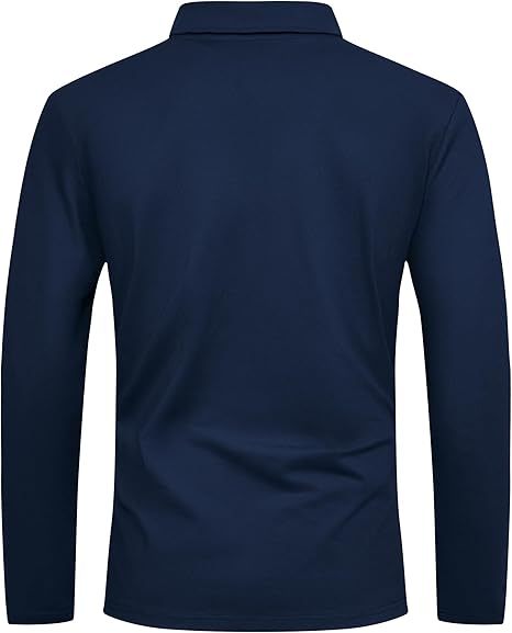 ZITY Men's Long Sleeve Moisture Wicking Casual Polo Shirt-CUMLP03511
