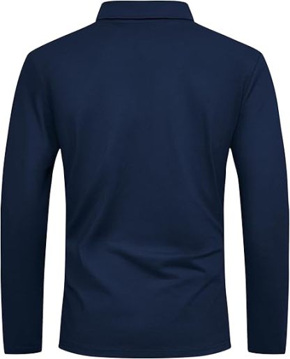 ZITY Men's Long Sleeve Moisture Wicking Casual Polo Shirt-CUMLP03511