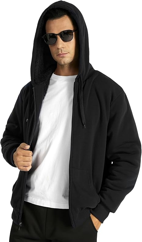 ZITY Men's Full Zip Up Heavyweight Fleece Hoodie-AHDL800010