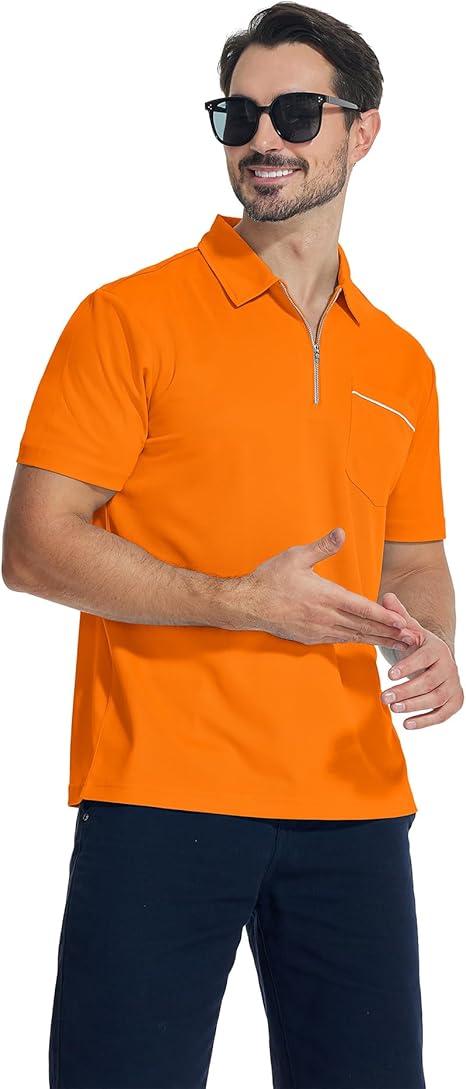 ZITY Men's Quarter Zip Slim Fit Polo Shirt-ZPK008403