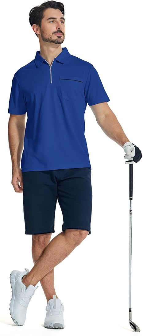 ZITY Men's Quarter Zip Slim Fit Polo Shirt-ZPK008403