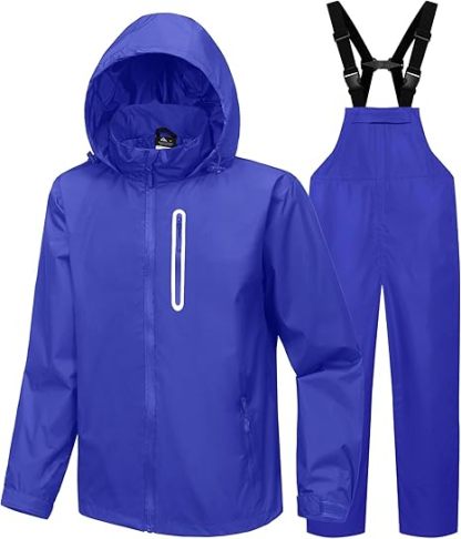 ZITY Men's Waterproof Jacket and Bibs Pants Rainwear-CUMRS03371