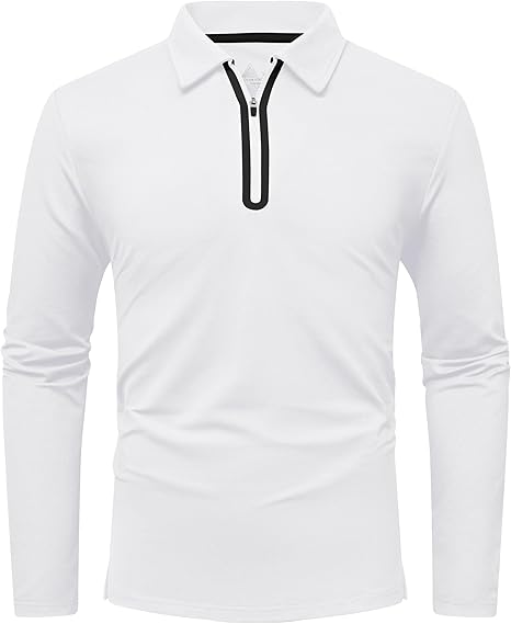 ZITY Men's Long Sleeve Moisture Wicking Casual Polo Shirt-CUMLP03511