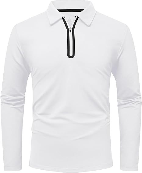 ZITY Men's Long Sleeve Moisture Wicking Casual Polo Shirt-CUMLP03511