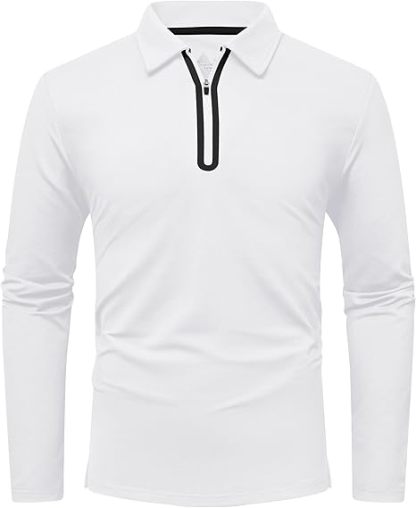 ZITY Men's Long Sleeve Moisture Wicking Casual Polo Shirt-CUMLP03511