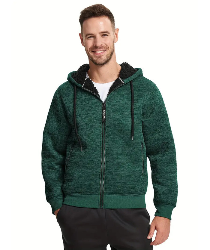 ZITY Men's Warm Fleece Solid Color Casual Zip Up Hoodie-ZPK005323 | Zitysports
