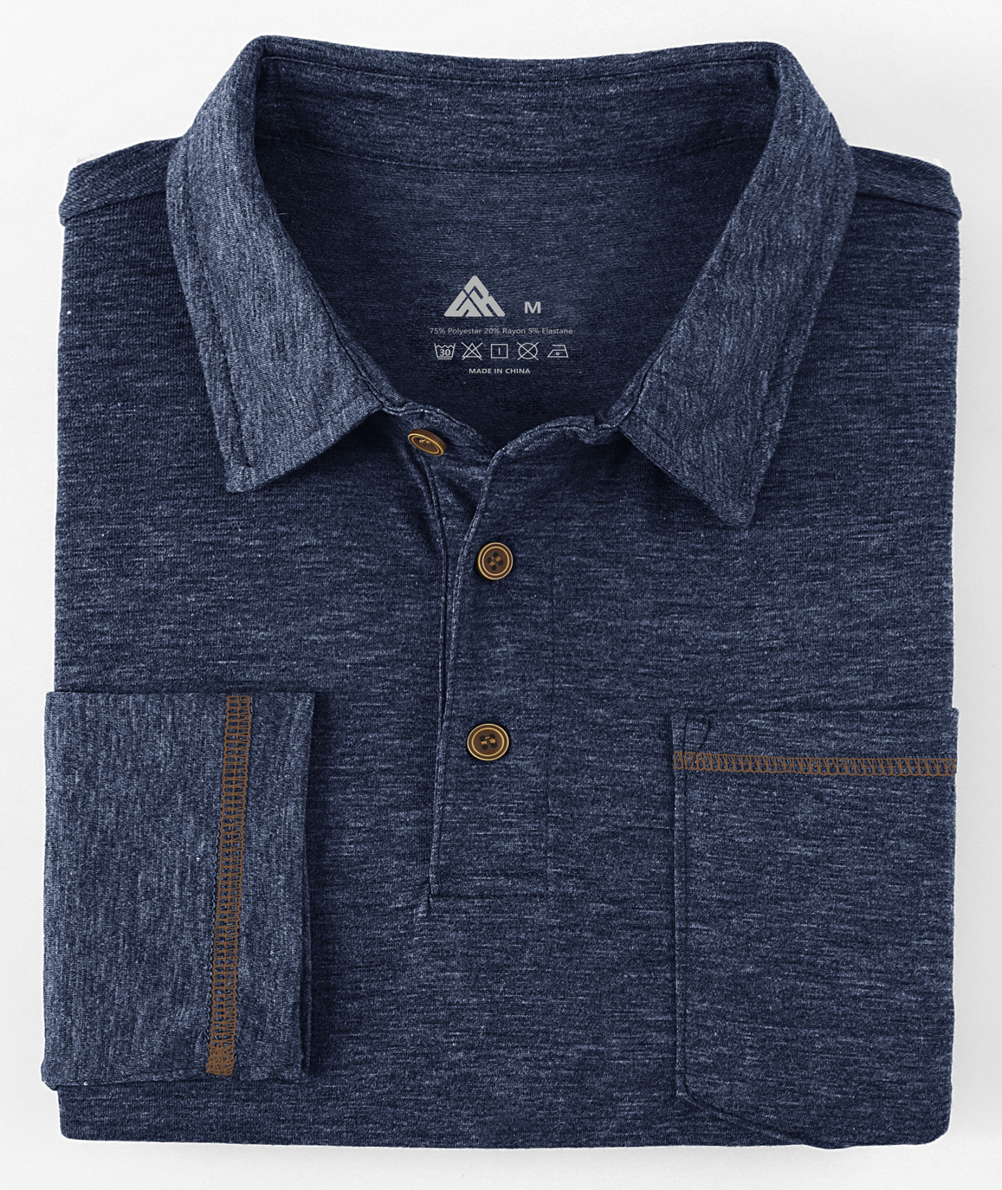 ZITY Men's Button Up Moisture Wicking Long Sleeve Polo Shirt-CUMLP06131