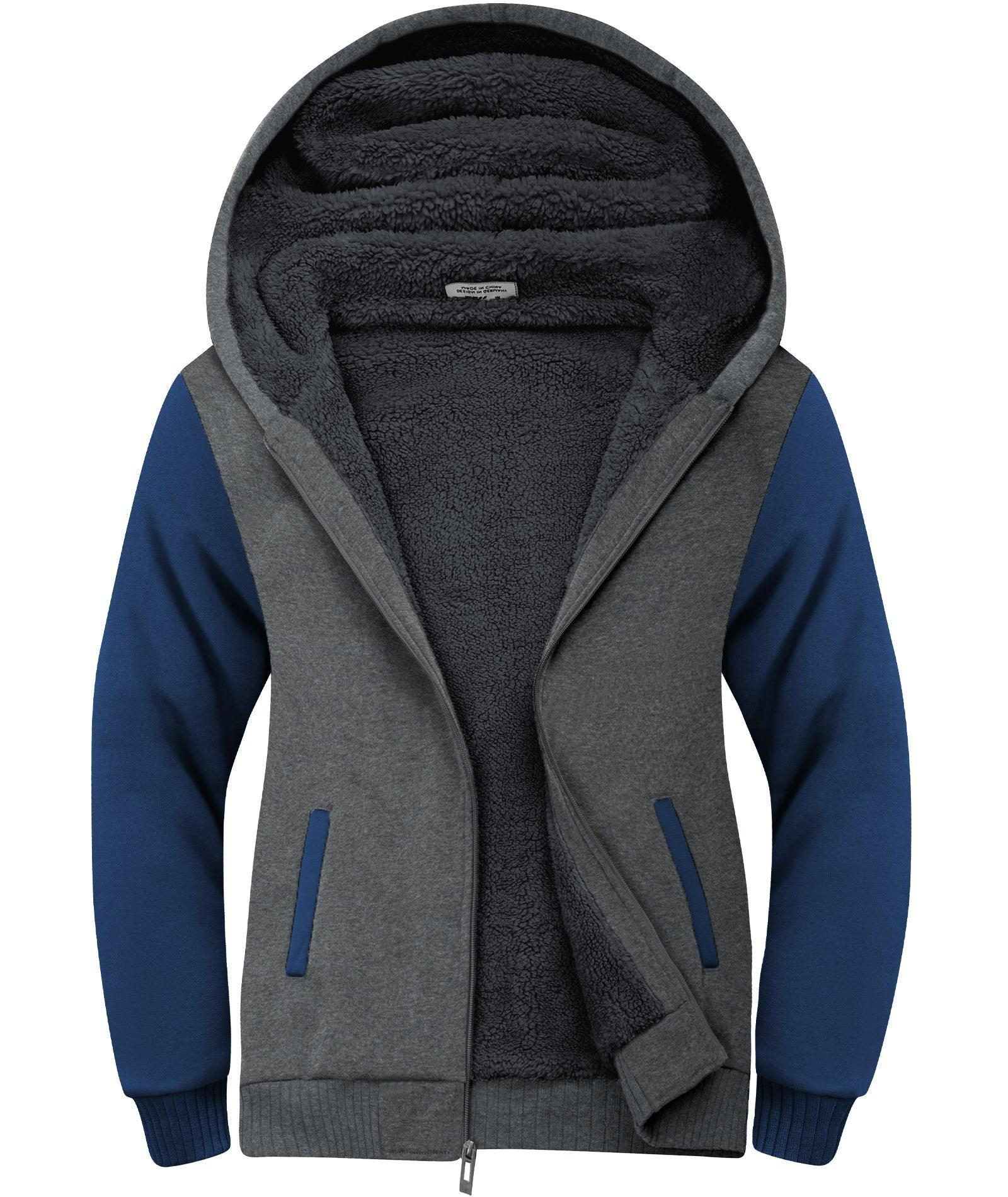 ZITY Men's Full Zip Up Contrast Color Fleece Hoodie-zity1712