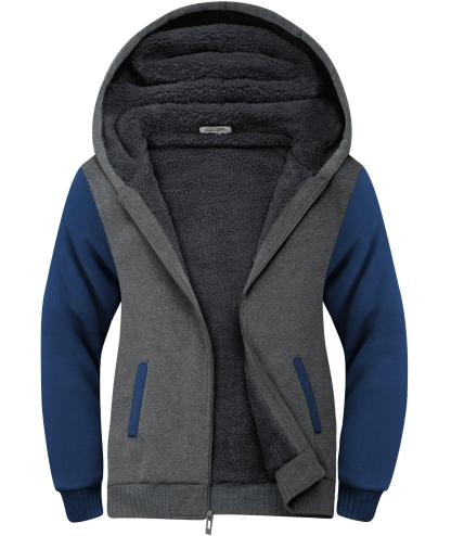 ZITY Men's Full Zip Up Contrast Color Fleece Hoodie-zity1712