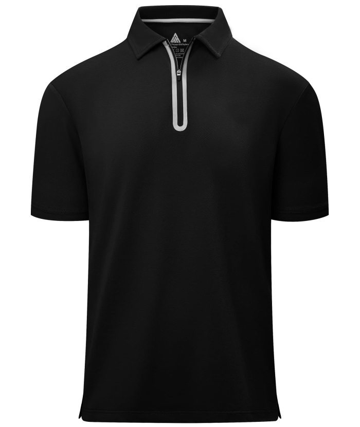 ZITY Men's Zip Up Golf Polo Short Sleeve Moisture Wicking Shirt S-3XL-ZPK007845|Zitysports