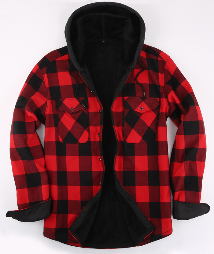 Wholesale Men's Double Pockets Plaid Hoodie Jacket | Zitysports