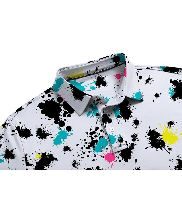 ZITY Men's Button Up Dri Fit Printed Polo Shirt-CUMPO05527