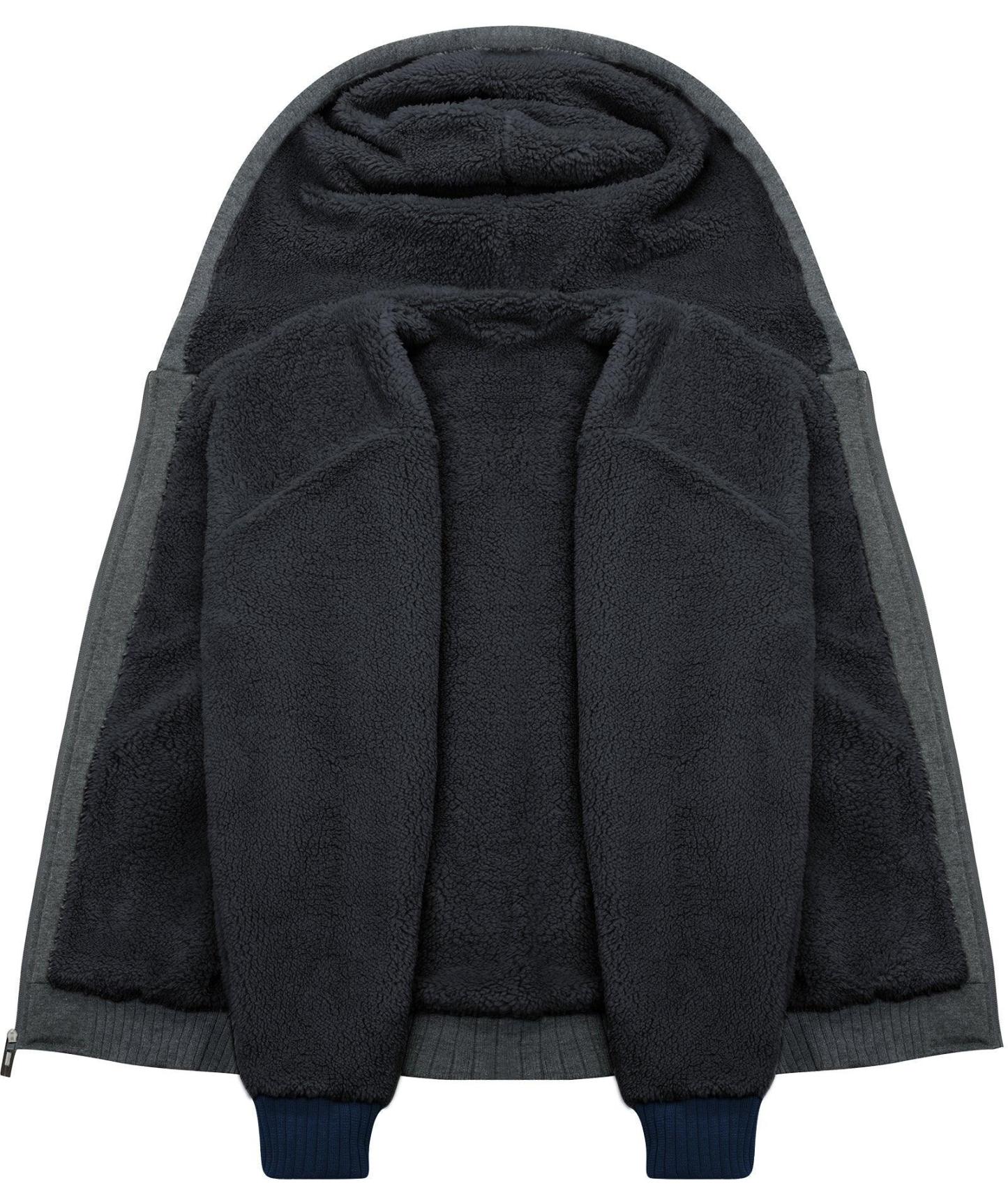 ZITY Men's Full Zip Up Contrast Color Fleece Hoodie-zity1712