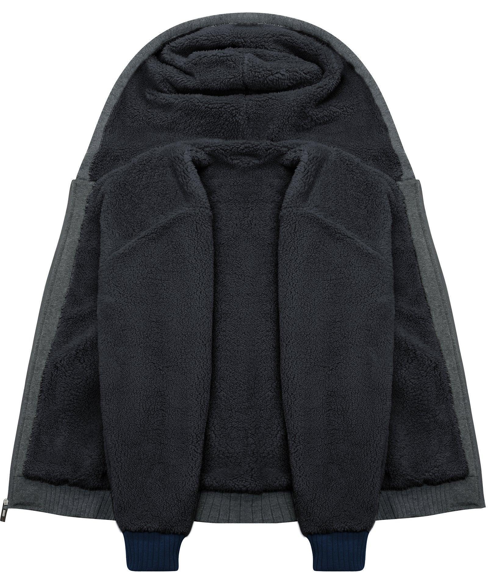 ZITY Men's Full Zip Up Contrast Color Fleece Hoodie-zity1712