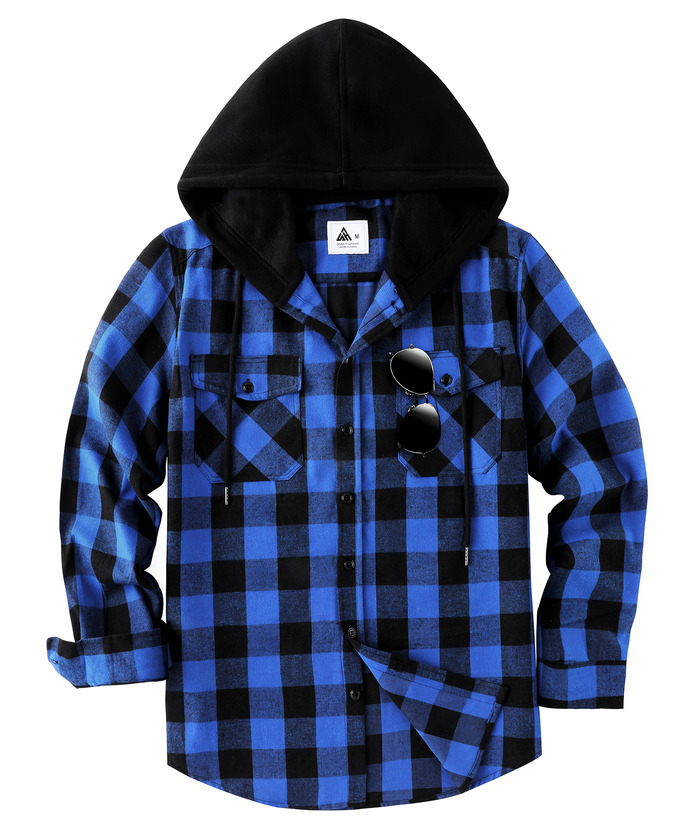 ZITY Men's Color Block Pattern Long Sleeve Casual Plaid Flannel Shirt-ZPK006185 | Zitysports