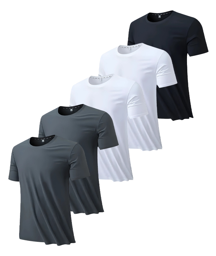 5 Pack Men's Summer Slim Fit Solid Color T-Shirt-DZUHE00181
