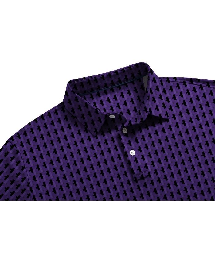 ZITY Men's Button Up Dri Fit Printed Polo Shirt-CUMPO05527