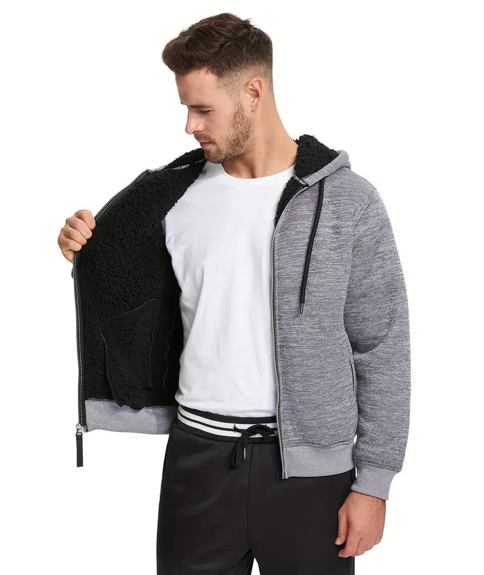 ZITY Men's Warm Fleece Solid Color Casual Zip Up Hoodie-ZPK005323 | Zitysports