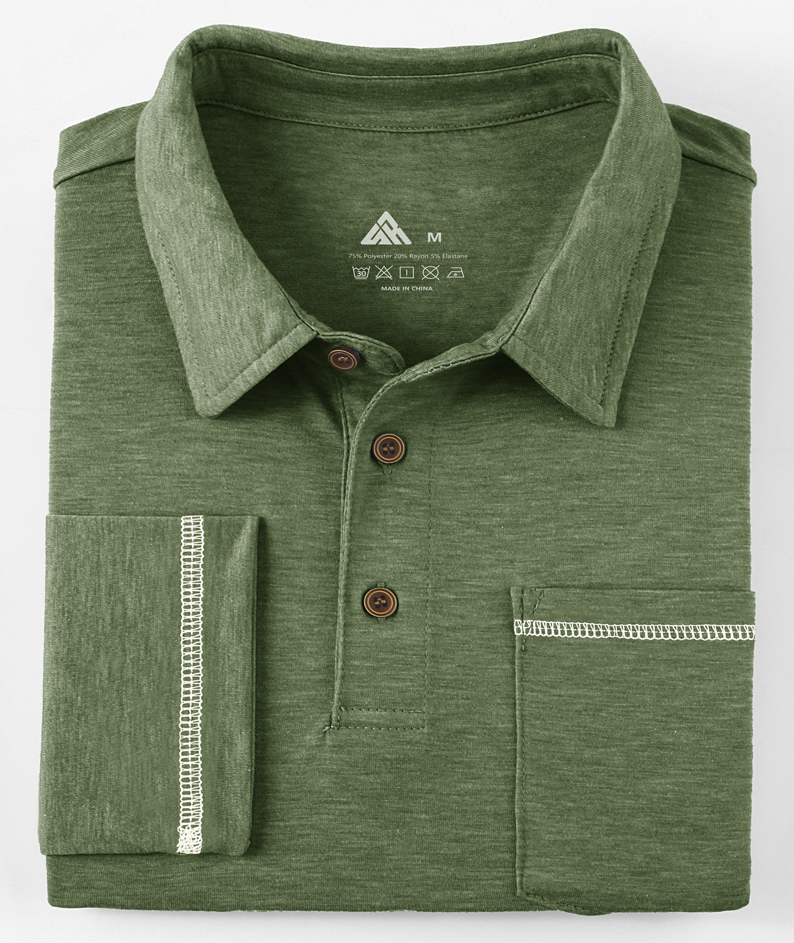 ZITY Men's Button Up Moisture Wicking Long Sleeve Polo Shirt-CUMLP06131