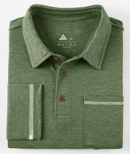 ZITY Men's Button Up Moisture Wicking Long Sleeve Polo Shirt-CUMLP06131