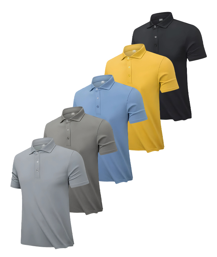 Men's Summer Solid Color Dry Fit Polo Shirt Pack of 5 | Zitysports