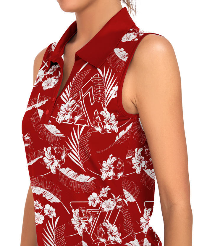 ZITY  Women's Sleeveless Slim Fit Printed Golf Polo Shirt-CUWBP02146