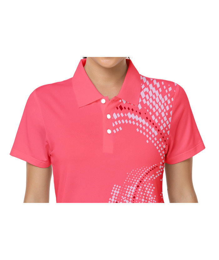 Women's peach sports polo shirt - Moisture-wicking athletic design