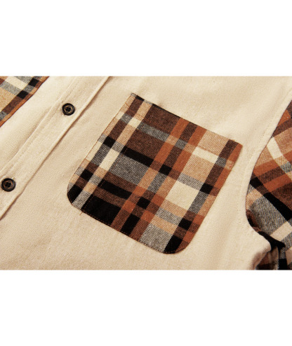 ZITY Men's Plaid Sweatshirt Button Down with Two Pocket-ZPK007276 | Zitysports
