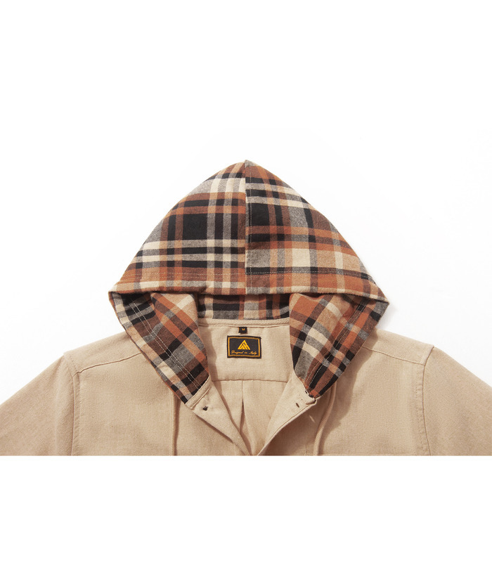 ZITY Men's Color Block Button Plaid Hoodie Shirt-ZPK007042 | Zitysports