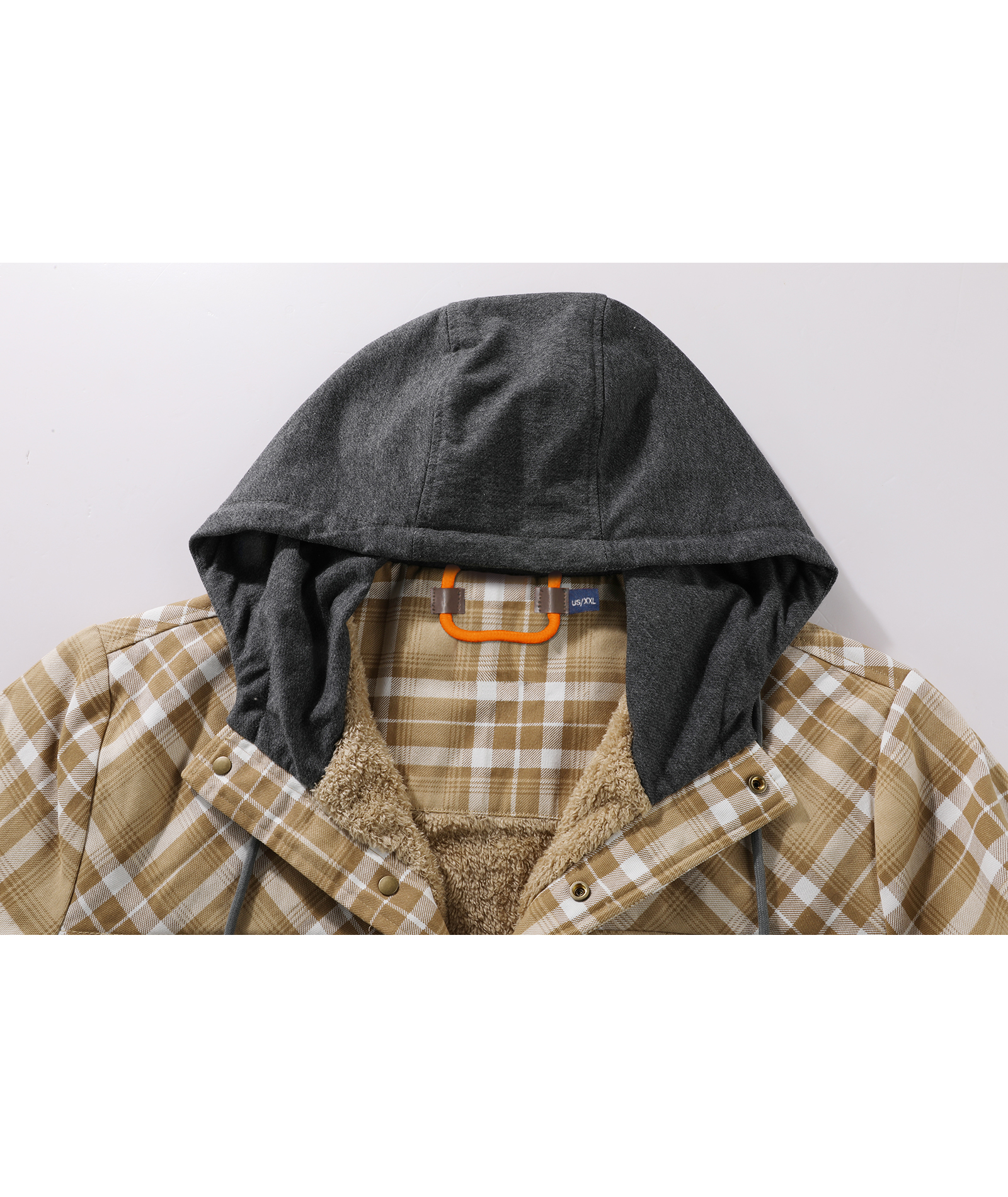 ZITY Men's Long Sleeve Hooded Plaid Fleece Hoodie-AUMPJ00587