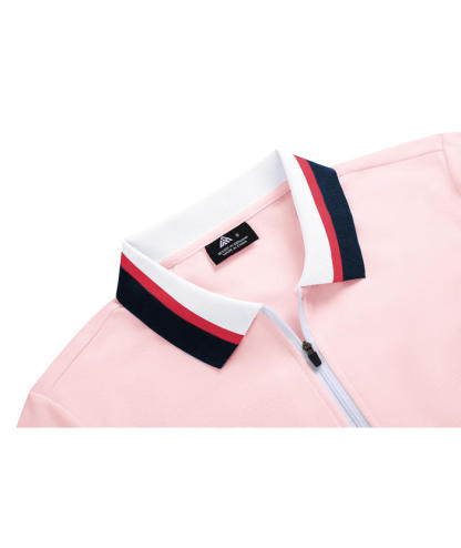 Light pink women's sports polo - Casual slim fit moisture-wicking