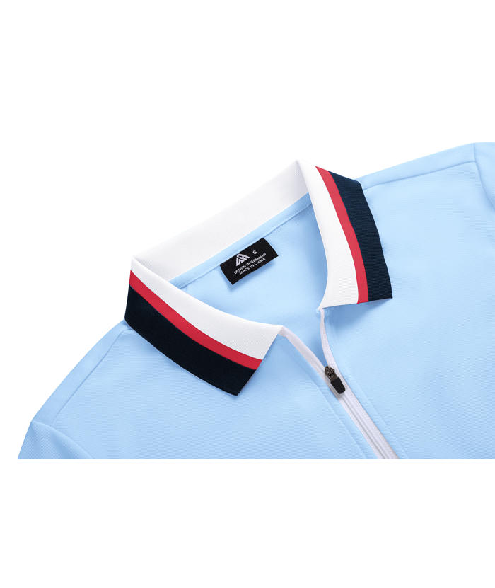 Sky blue solid color polo shirt - Athletic casual fit for women