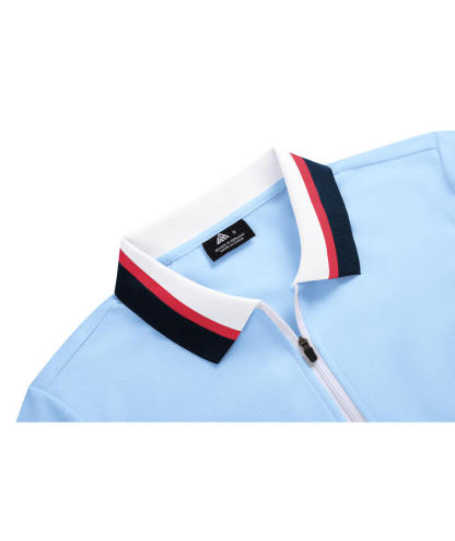 Sky blue solid color polo shirt - Athletic casual fit for women