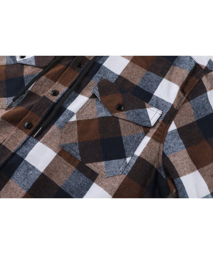 ZITY Men's Button Up Long Sleeve Plaid Hoodie-CUMLT03681|Zitysports