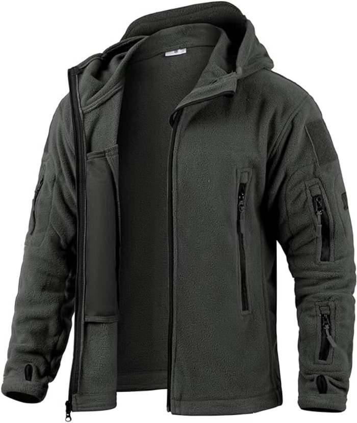 ZITY Men's Solid Microfleece Tactical Hoodie Jacket-ZPK007673 | Zitysports