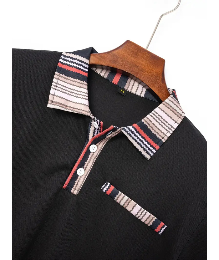 ZITY Men's Striped Collar Golf Polo Shirt-ZPK010465 | Zitysports